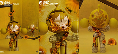 【泡泡瑪特】MEGA α SKULLPANDA 1000% 梵高博物館・向日葵
